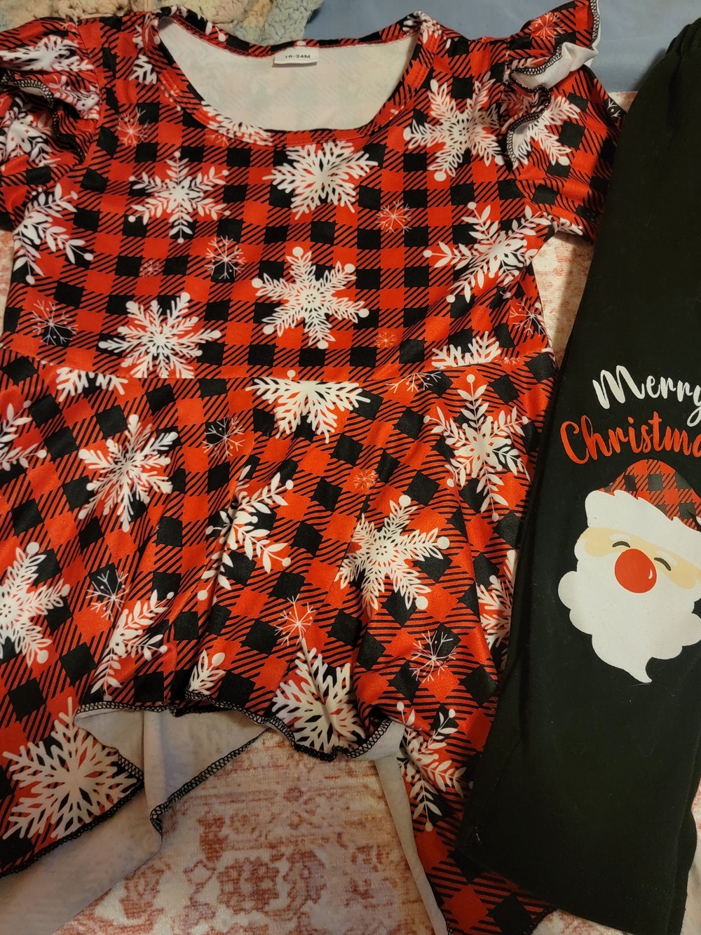 Girls' Red Buffalo Plaid Snowflake Christmas Pajama Set